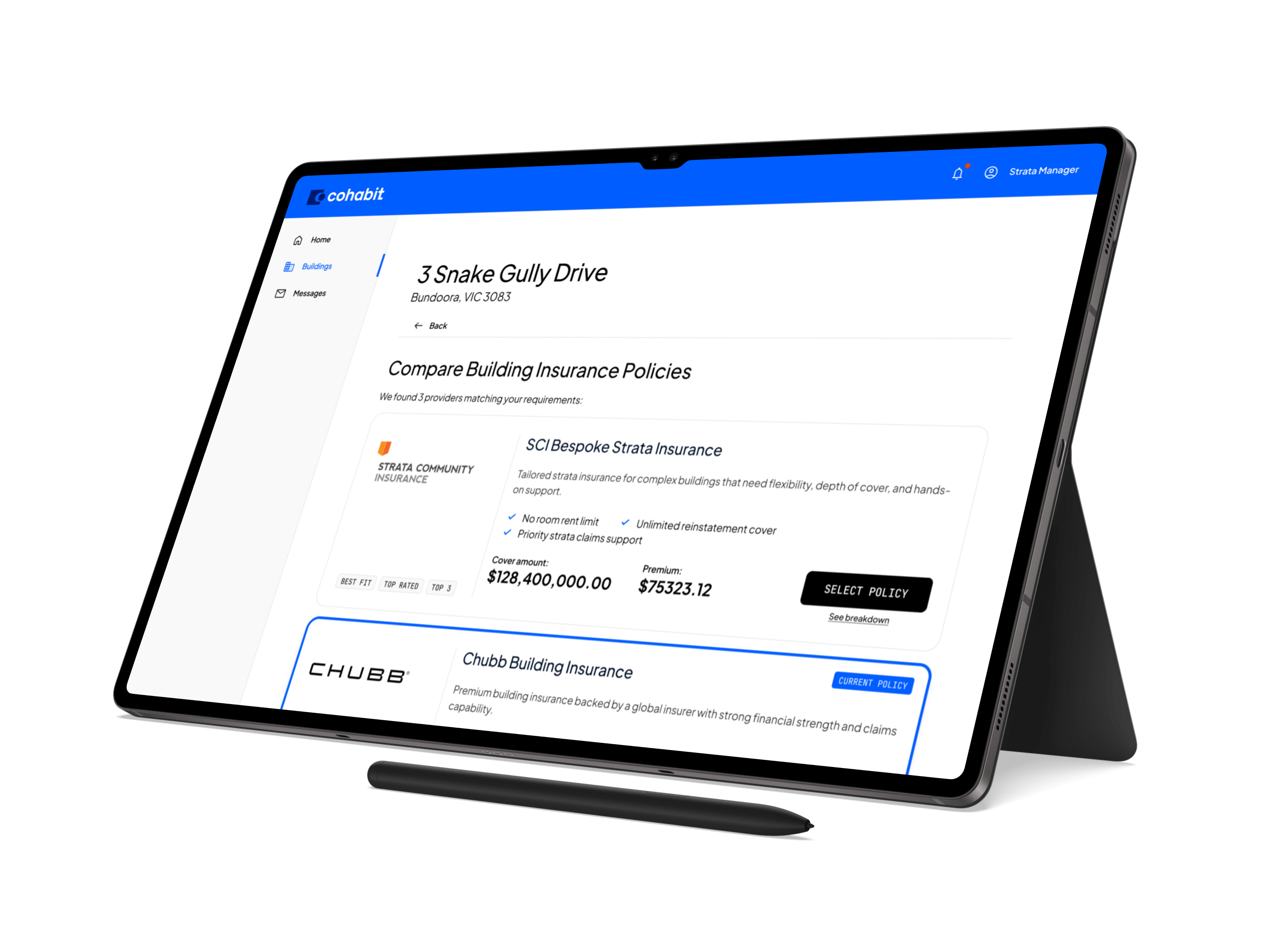 Cohabit platform on desktop